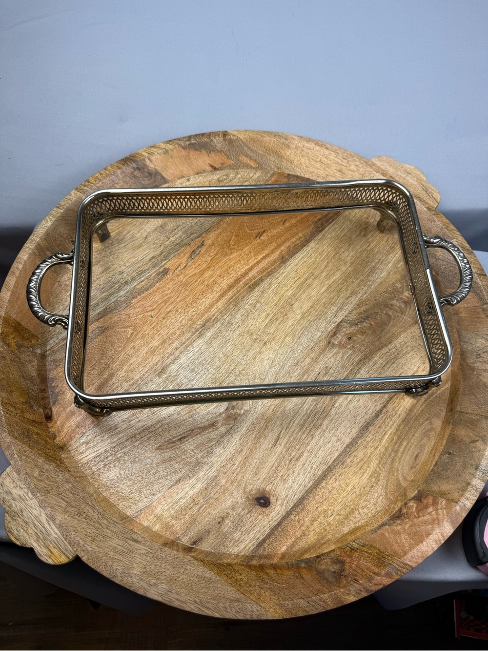 Vintage EPNS Silverplate Gallery Tray Footed Vanity Coffee Table Decor